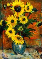 Zakkie Eloff; Still Life with Sunflowers