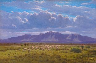 Jan Ernst Abraham Volschenk; Sheep on the Open Veld