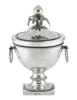 A Cape silver two-handled sugar bowl and cover, unknown maker HNS, late 18th century