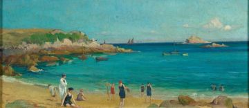 Adolphe Faugeron; On the Beach at Treboul, Brittany