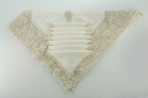 A linen and cotton rectangular tablecloth and twelve napkins