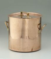 A French copper and brass jam boiler and cover, late 19th/early 20th century