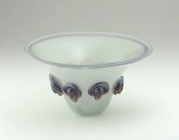 A Shirley Cloete iridescent glass bowl, 1990