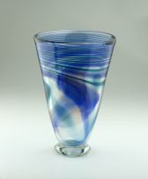 A David Reade green and blue glass vase, 1998