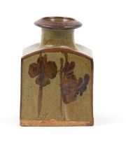 Tim Morris; A slab-built glazed stoneware vase, with flower motif