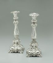 A pair of Danish silver-plated Sabbath candlesticks, Hans Jensen, 20th century
