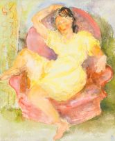 Cecil Higgs; Seated Lady in a Yellow Dress