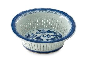 A Chinese blue and white reticulated basket, Qing Dynasty, early 19th century