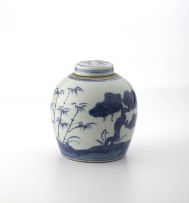 A Chinese blue and white jar and cover, Qing Dynasty, early 19th century