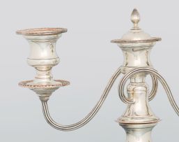A pair of silver-plated three-light candelabra, 20th century