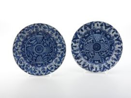 A near pair of Chinese blue and white plates, Qing Dynasty, Qianlong (1735-1796)