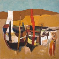 Cecil Skotnes; Fishing Boats on the Beach