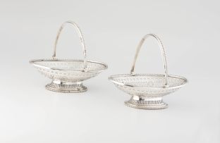 A pair of George V silver baskets, Philip Hanson Abbot, London, 1911, retailed by Mappin & Webb