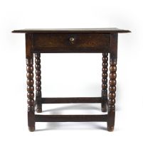 A Charles II style oak side table, 19th century and later