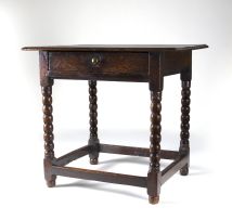 A Charles II style oak side table, 19th century and later