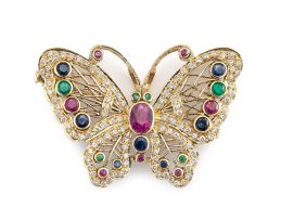Multi-gem butterfly pendant/brooch