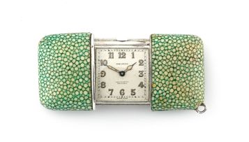 Movado silver and shagreen travelling watch, with import marks for Glasgow, 1929