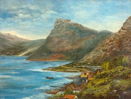 South African School 20th Century; False Bay coastline (painted from Kalk Bay)
