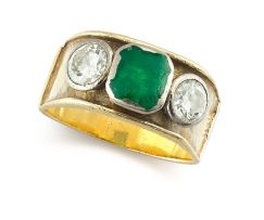 Diamond and emerald dress ring