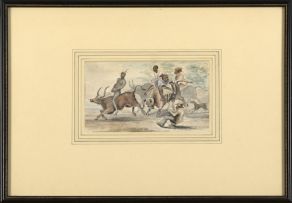 Attributed to Charles Davidson Bell; Riding Oxen