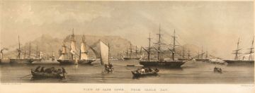 Thomas Bowler; View of Cape Town, from Table Bay;Table Bay, from Robben Island; Kalk Bay, Evening; and a print of Table Bay