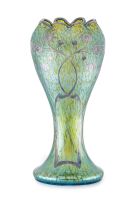 A Loetz Creta Papillon silver-mounted glass vase, circa 1900