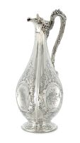 A Victorian silver claret jug, Martin, Hall & Co, Sheffield, 1857