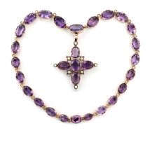 Victorian amethyst and seed pearl necklace/pendant