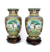 A pair of Chinese cloisonné-enamel vases, modern