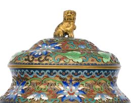A Chinese cloisonné enamel and gilt vase and cover, modern