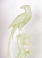 A pair of Chinese carved jade birds, mid-20th century