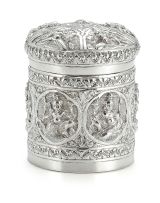 An Indian silver trinket box and cover, late 19th century