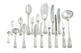 A George IV silver King's pattern canteen of cutlery, William Eaton, London, 1829