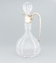 An American silver-mounted glass decanter and stopper, 925 Sterling