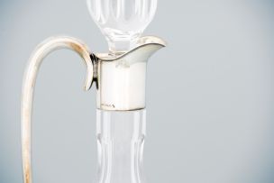 An American silver-mounted glass decanter and stopper, 925 Sterling