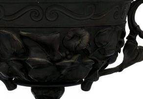 A Victorian bronze two-handled urn, on a marble base, mid-19th century