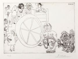 Pablo Picasso; Comediens ambulants et combat de coqs (from Series 347)