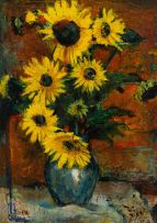 Zakkie Eloff; Still Life with Sunflowers