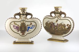 A pair of Royal Worcester moon flasks, 1873