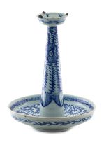 A Chinese blue and white candlestick, Qing Dynasty, early 19th century