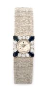 Lady's diamond, sapphire and white gold cocktail watch, Piaget, 1960s