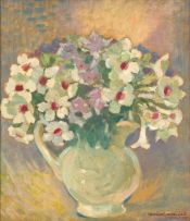 Nerine Desmond; Vase with Flowers