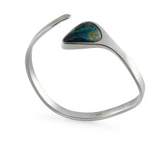 Opal and 18ct white gold bangle