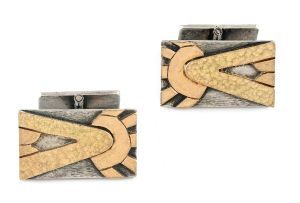 Pair of gold and silver cufflinks, designed by Cecil Edwin Frans Skotnes, 1972, manufactured by Kurt Donau