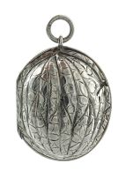 A Victorian novelty silver vinaigrette in the form of a walnut, Sampson Mordan & Co, London, 1881