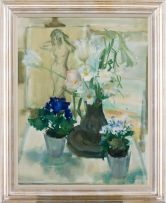 Clement Serneels; Three Vases and a Nude