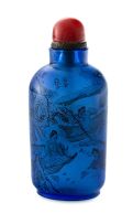 A Chinese inside-painted blue-glass snuff bottle, early 20th century