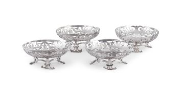 A set of four Edward VII silver bon-bon dishes, Cooper Brothers & Sons, Sheffield, 1906