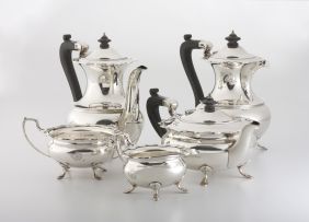 A George VI five-piece silver tea and coffee set, Elkington & Co Ltd, Birmingham, 1937