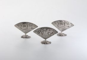 Three French novelty silver menu holders, Emile Delaire, Paris, 1882-1920